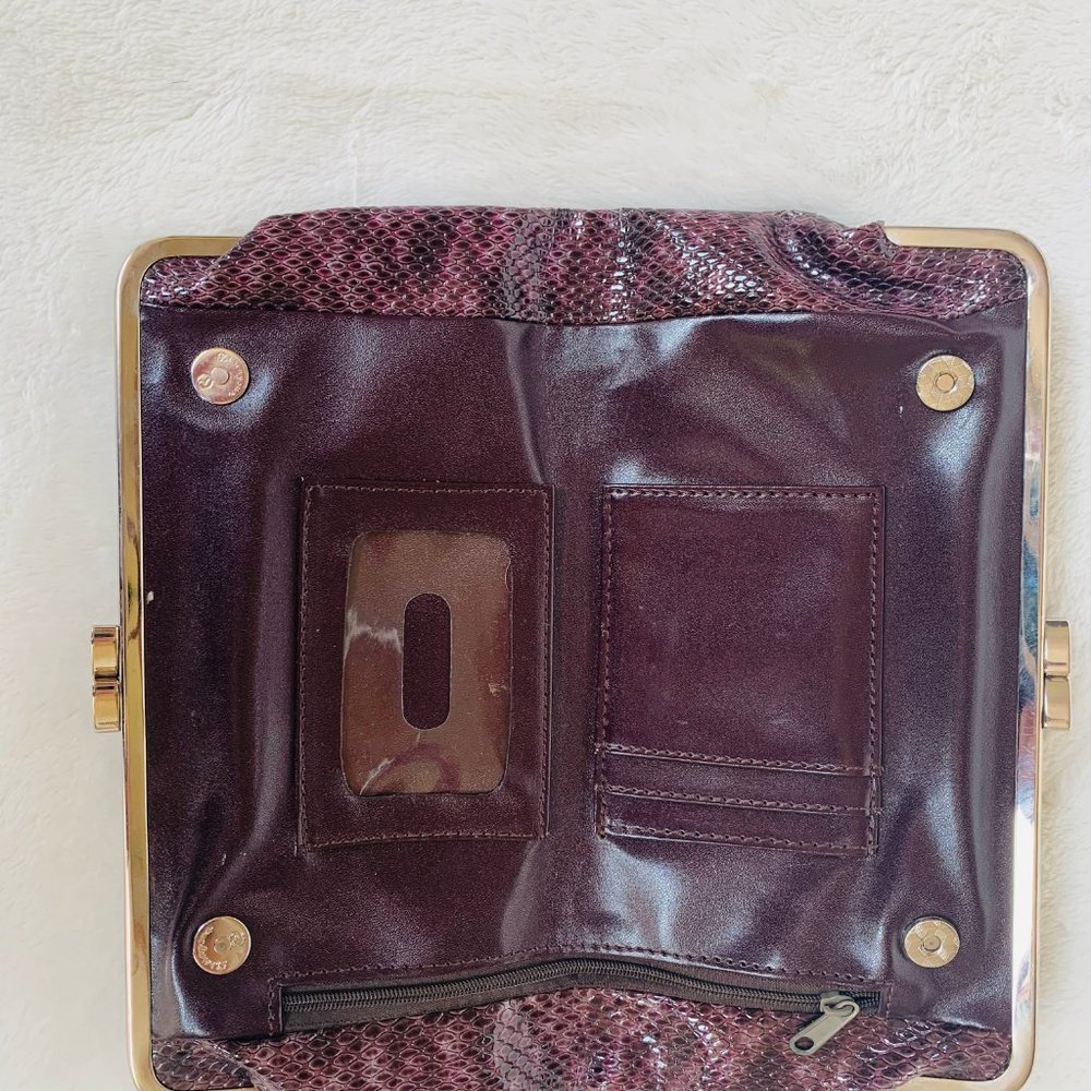 Purple Black Python Print Split Clutch Vegan Bag - image 3